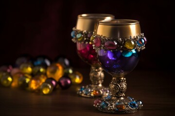 shiny goblet with glistening beads. Generative AI