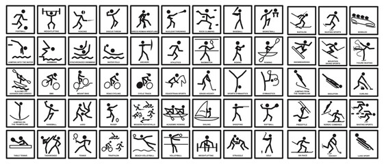 Olympic sport. Set of sports icons. Icons of all types of Olympic sports.
