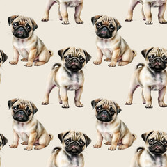 Fototapeta premium puppy Dog seamless pattern, generated ai