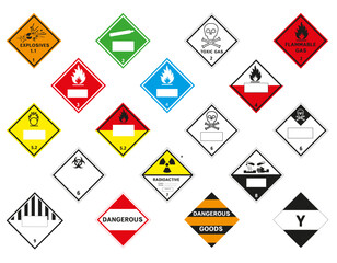 Vector signs for marking dangerous goods. For marking boxes and crates.