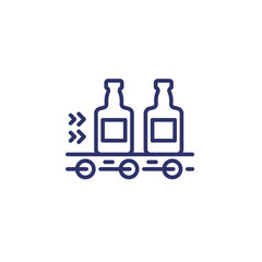 Alcohol production line icon, vector