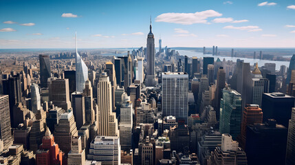 From a drone's vantage point, visualize New York City's sprawling cityscape - Powered by Adobe
