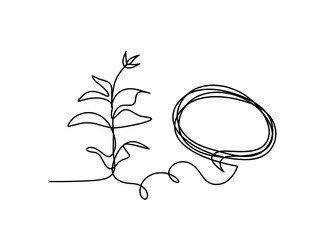 Abstract sprout with comment as line drawing on the white background. Vector