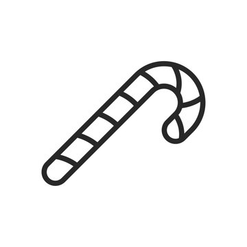 recommend clip art: Candy cane Icon. Vector Outline Editable Isolated Sign of a Classic Striped Christmas Candy Symbolizing Festive Holidays and Sweet Tradition.