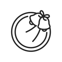 Winter Sale Wreath Icon. Vector Outline Editable Sign Illustrating a Checklist and a Water Drop, Symbolizing Water Safety and Purity Tests.	