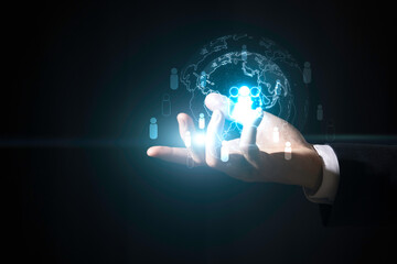 Human resources and management concept, use the technology check resume Screening employee information, job applicants, staff icons for human development recruitment leadership target group