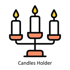 Candles Holder vector Filled outline Icon Design illustration. Event Management Symbol on White background EPS 10 File
