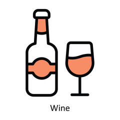 Wine vector Filled outline Icon Design illustration. Event Management Symbol on White background EPS 10 File