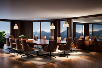 a boardroom filled with business professionals engaged in a lively discussion during a meeting ai generated