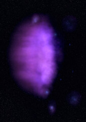 Far being shone nebula and star field against space.
