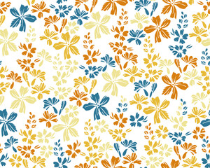 Little meadow buttercup flowers seamless pattern vector design. Millefleurs