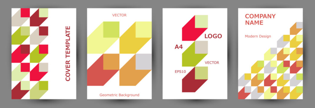 Annual Report Front Page Mokup Collection Geometric Design. Swiss Style Future Title Page Mockup