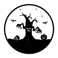halloween and scary tree vector silhouette