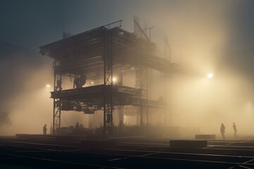 Obraz premium Elevated stage engulfed in hazy vapor. Generative AI