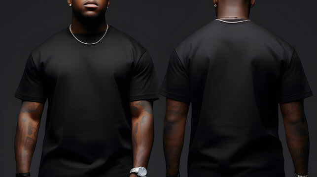 mock up streetwear brand wearing a BLANK black tee