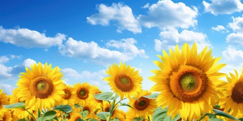 Obraz premium Vibrant Sunflower Field in Full Bloom