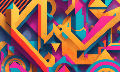 isometric mural graffiti 3d wallpaper	 - obrazy, fototapety, plakaty