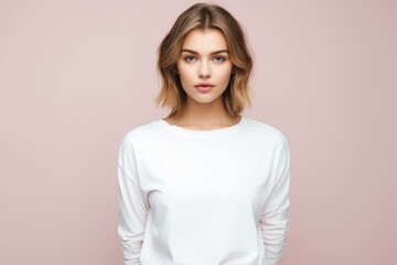 Obraz premium A woman posing in a white top for a picture