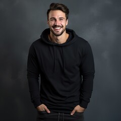 Illustration of a fashion portrait with plain hoodie mockup, AI Generated