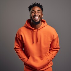 Obraz premium Illustration of a fashion portrait with plain hoodie mockup, AI Generated