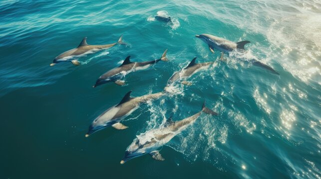 Dolphins swimming in the sea, AI generated Image