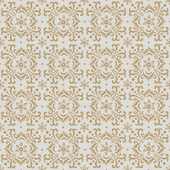 Seamless Gold Damask Pattern On Ivory Background
