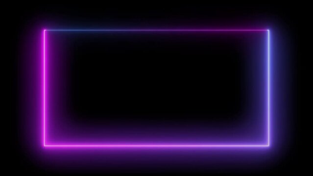 Glowing neon frame with vibrant colors on black background.