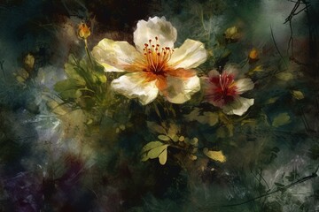 Fototapeta na wymiar Artistic painted flora depiction. Generative AI