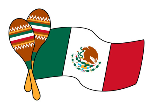 Mexican Maracas with Flag Illustration