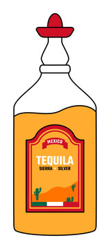 Tequila Bottle Mexico Illustration