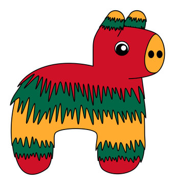 Colorful Donkey Pi&ntilde;ata Mexico Illustration