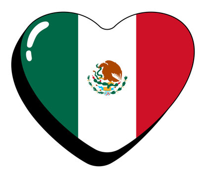 Heart-Shaped Mexican Flag Illustration