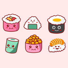 Cute Japanese Sushi Illustration
