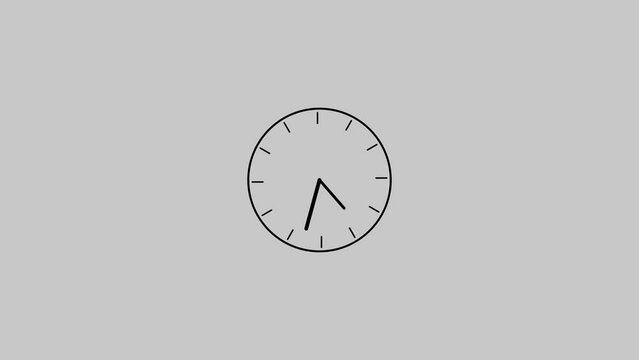 Minimalist clock icon on a gray background animated depicting the concept of time management or punctuality.