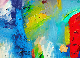 Abstract oil painting on canvas close-up fragment of the artist's palette. Generative AI