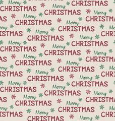 Seamless Merry Christmas Wording With Snowflakes