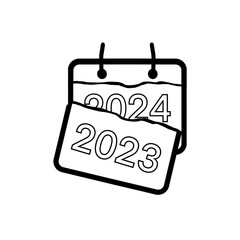 line calendar, tear 2023 new year 2024