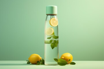 Refreshingly minty water bottle with a modern twist. Generative AI