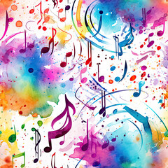 abstract music watercolor seamless background