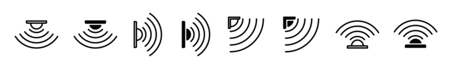 Fotobehang Sensor wave thin line icons. Motion sensor icon symbol. Editable stroke. Vector illustration © Vilogsign