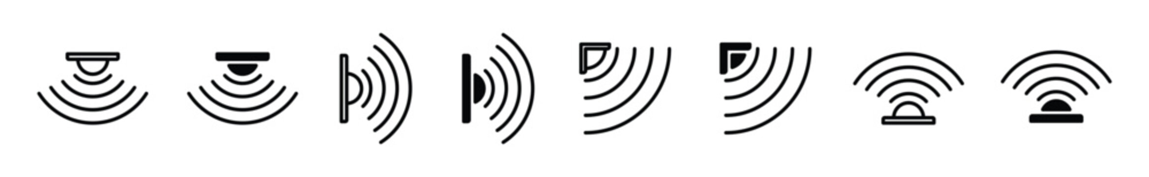 Sensor wave thin line icons. Motion sensor icon symbol. Editable stroke. Vector illustration