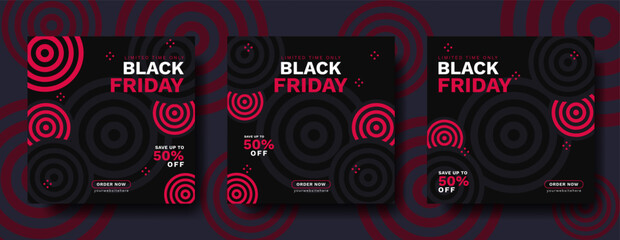 Obraz premium set of black friday super sale social media banner template