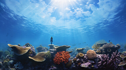 Starfish on a coral reef in the ocean