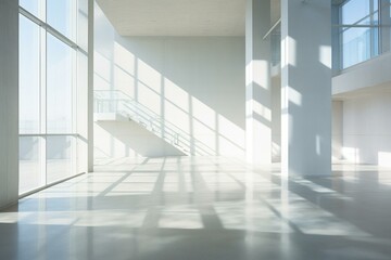 Minimalist urban space with natural light and shadows. Generative AI