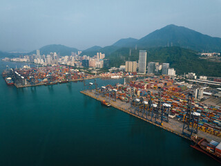 Fototapeta na wymiar Aerial view of Yantian international container terminal in Shenzhen city, China