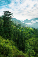 Fototapeta premium A mountain valley, Jibhi, Tirthan Valley, Himachal Pradesh, India.