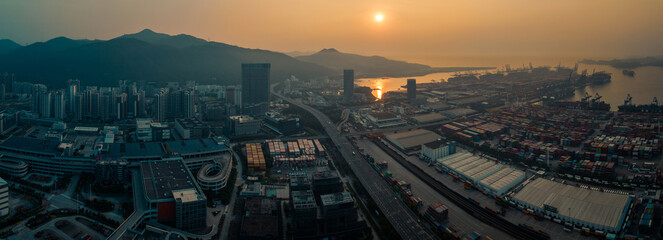 Aerial view of Yantian international container terminal in Shenzhen city, China