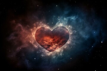 Nebulaic heart, romantic galaxy, love's symbol. Generative AI