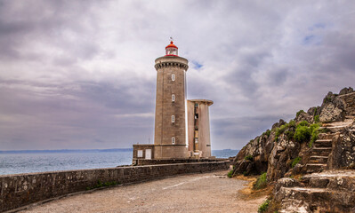 Fototapeta na wymiar panoramic view of the famous le petit minou lighthouse located in a scenic area of brittany