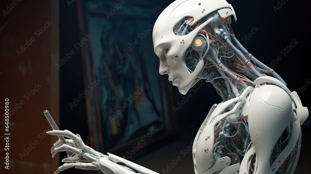Leinwandbilder artificial intelligence robot control futuristic data screen.